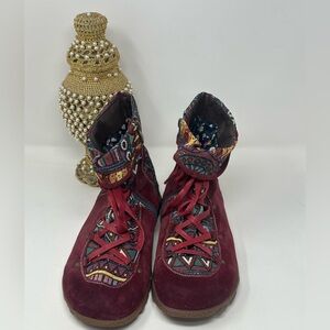 Stylish Red Boho Patterned Women's Boots- Womens 9